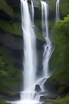 Waterfall. New Zealand, North Island, Waikato, Waiau, waterfall scenery. Beautiful torrent of skogafoss