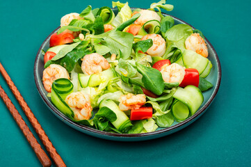 Vegetable salad with shrimp.