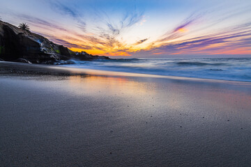 sunset at the beach - obrazy, fototapety, plakaty