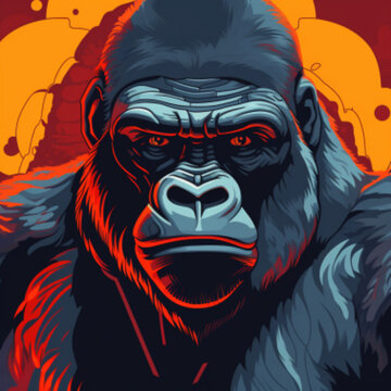 Colorful vector frame with abstract gorilla design.
GENERATIVE I.A