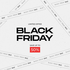 Obraz premium Black Friday social media template design. Modern minimal design with black and white typography. Template for promotion, advertising, web, social and fashion ads. Vector illustration.