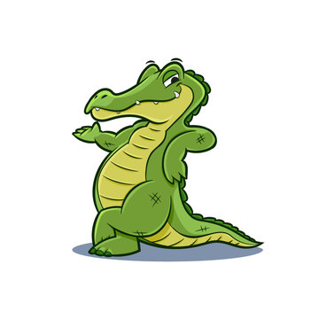 cute crocodile mascot cartoon posing for advertising