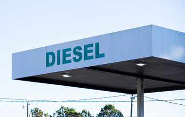 Diesel sign, gas station, for vehicles that run on diesel.