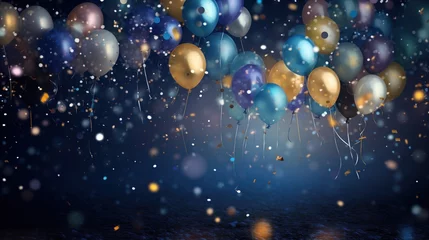 Fotobehang Background made of gel balls, glitter and ribbons. Christmas background. Festive background © Boris