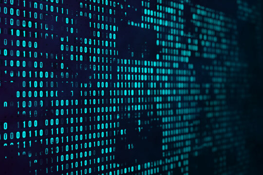 Abstract digital dots binary coding background. Digital data concept. 3D Rendering.