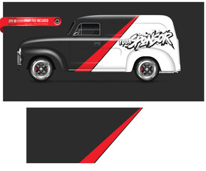 Racing truck wrap design vector. Graphic abstract stripe racing background kit designs for wrap vehicle