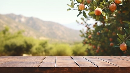 Empty rustic old wooden boards table copy space