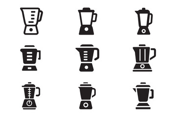 Blender mixer appliance icon set. Flat design style of home kitchen device symbols. Technology and equipment pictogram collection isolated on white background. - obrazy, fototapety, plakaty