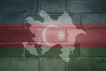 map and flag of azerbaijan on a old brick wall