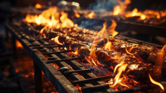 Barbecue Grill Fire Flames Empty Grid, Background Images, Hd Wallpapers, Background Image