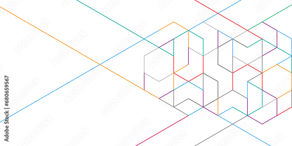 Wall mural abstract geometric background with isometric blocks, polygon shape pattern