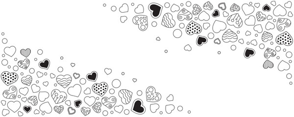 Vector background with hearts on white background. Modern hand drawn design for valentine's day, mother's day or love concepts