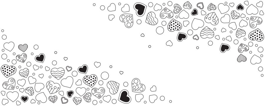 Vector background with hearts on white background. Modern hand drawn design for valentine's day, mother's day or love concepts