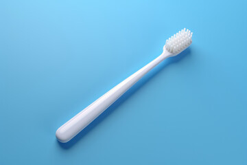 Toothbrush on a blue background. Dentistry, hygiene. AI generative.
