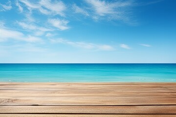 Fototapeta premium Wooden table on the background of the sea