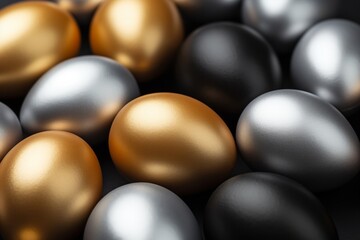 Gold, silver and black Easter eggs