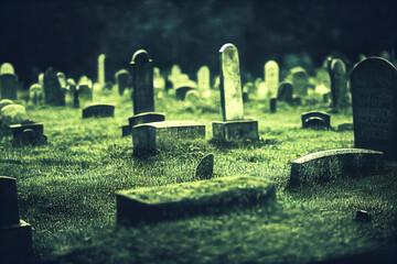 Tombstones on a graveyard, Close-up