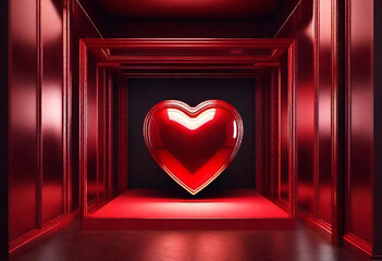 red heart shape in minimal style