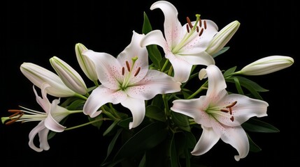 Fototapeta na wymiar Plant pink lily gardening white beauty nature flower green blossom blooming summer floral