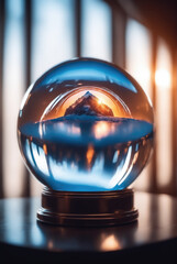 Sunrise Mountain Reflected in Crystal Sphere