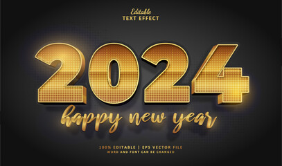 2024 new year text effect. Editable text effect style luxury gold 3d. - obrazy, fototapety, plakaty