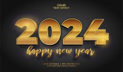 Fotobehang 2024 new year text effect. Editable text effect style luxury gold 3d. © Navy Graphic
