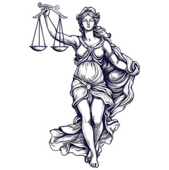 lawyer scale symbol lady justice law legal court judge silhouette vector - obrazy, fototapety, plakaty