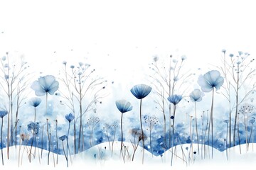 Cyanotype abstract blue and white flowers. Seamless floral pattern texture on a plain cyan background. Great as vectors, wallpaper or background. Generative AI, AI
