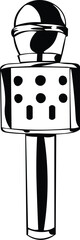 Cartoon Black and White Isolated Illustration Vector Of A Cordless Microphone