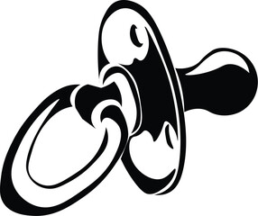 Cartoon Black and White Isolated Illustration Vector Of A Babies Dummy Pacifier