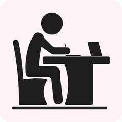 Man icon with laptop in desk vector line art eps