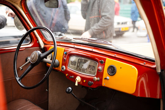 View inside an old Fiat car from the 1940s