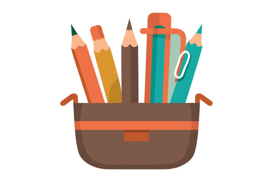 Vector illustration of school supplies neatly packed in a bag, ready for the upcoming academic year
