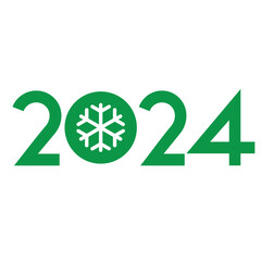 Happy New Year 2024 green design snow icon. Premium vector design for poster, banner, greeting and new year 2024 celebration. Design to celebrate new year 2024. EPS File.