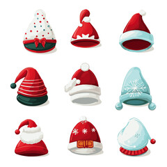 vector set of Christmas hats