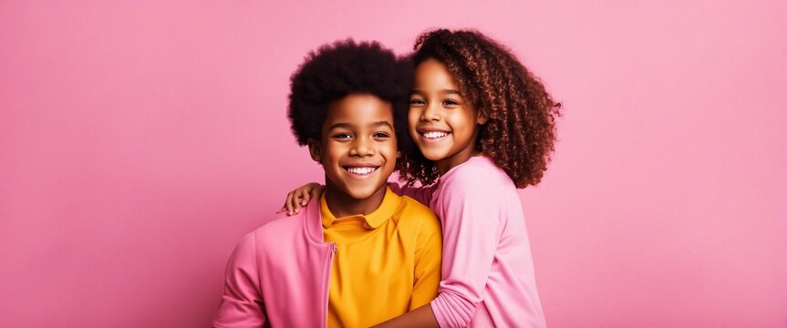 smiling twins on a picture - the connection of family love