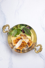 Ukrainian cuisine. Grilled chicken with mashed potatoes
