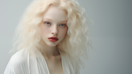 refined beautiful albinos young woman, ai generated