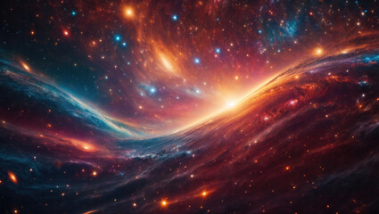 Fototapeta premium Cosmic background with abstract rays of light. Journey through the universe, galaxies, planets and stars. Time and space concept.