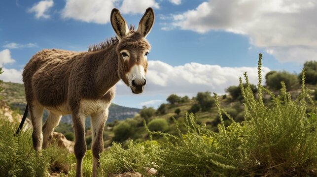 Photo of a real full donkey in nature