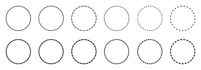 Round dotted set circle, dotted line circle frame collection - stock vector
