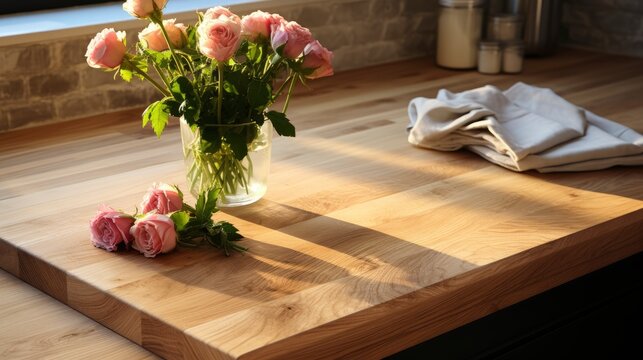 Wooden Pedestal On Table Kitchen Interior, Background Images, Hd Wallpapers, Background Image