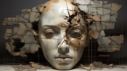 A striking assemblage sculpture capturing the complexity of anxiety and mental health.