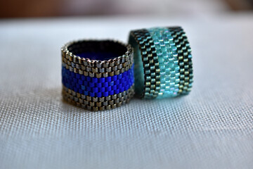 Two rings on white background,close up of two rings 