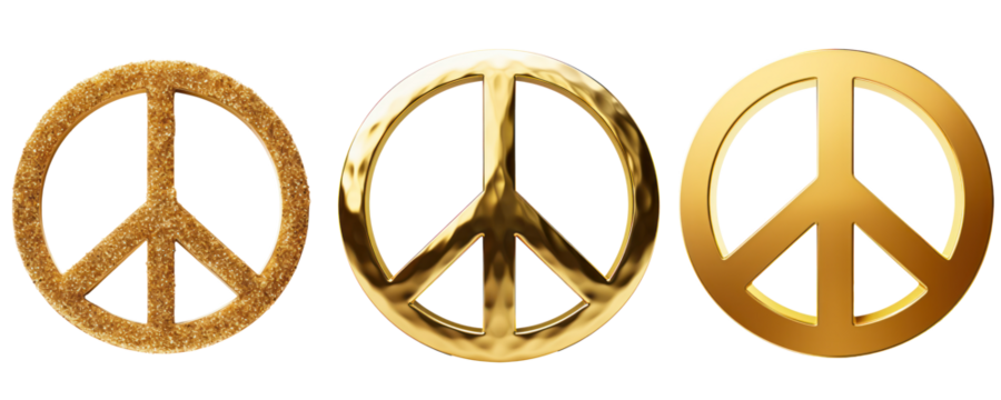 Peace sign made of gold, isolated - Powered by Adobe