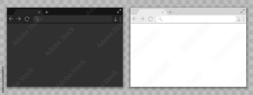 Aufkleber Simple browser window in a flat style, design a simple blank web page, search in internet, template browser windows with toolbar in light and dark style and shadow - stock vector