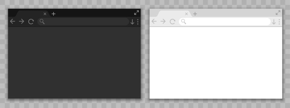 Simple browser window in a flat style, design a simple blank web page, search in internet, template browser windows with toolbar in light and dark style and shadow - stock vector