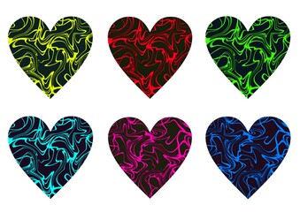 collection of heart icons with a textured pattern on a white background