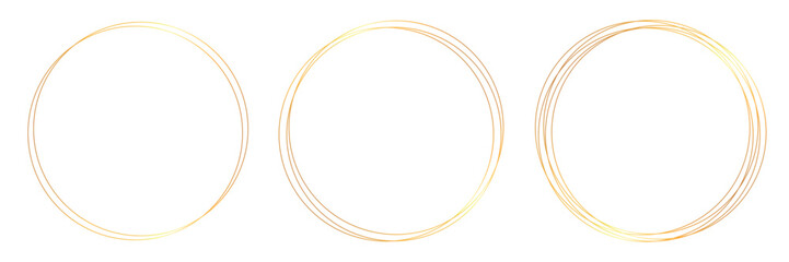 Gold round set circle frame, golden frame collection - stock vector