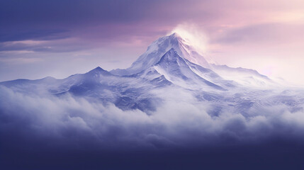 Purple Mountain's Majesty, peaks colored in shades of lavender and violet, snow-caps in silver,...
